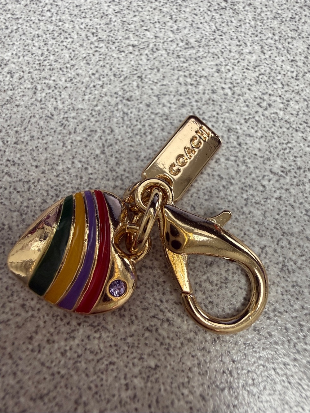 Coach Gold-Tone Multicolor Enamel Bag Charm